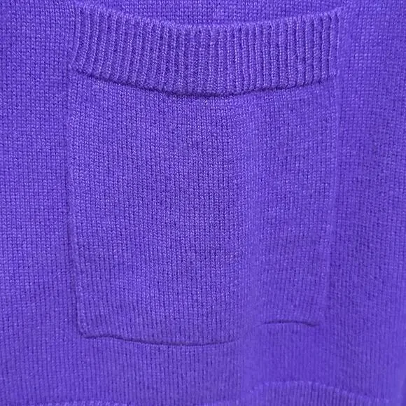 BARBARA LOHMANN 100% Cashmere 44 XL Italian Knit Purple Button Sweater fuzzy